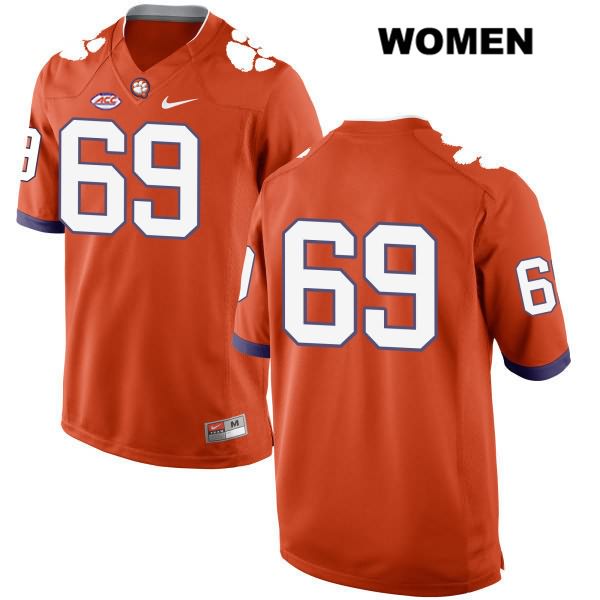 Women's Clemson Tigers #69 Marquis Sease Stitched Orange Authentic Style 2 Nike No Name NCAA College Football Jersey LQS0046ZO